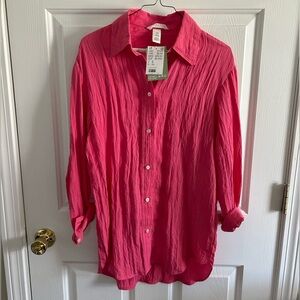 H&M - Pink oversized button up